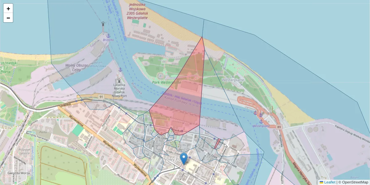 Szczegółowa mapa kodu pocztowego 80-563 z granicami, sąsiednimi kodami pocztowymi i urzędami pocztowymi