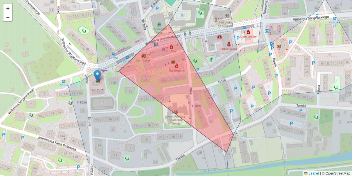 Szczegółowa mapa kodu pocztowego 80-628 z granicami, sąsiednimi kodami pocztowymi i urzędami pocztowymi