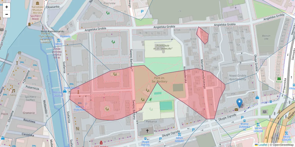 Szczegółowa mapa kodu pocztowego 80-753 z granicami, sąsiednimi kodami pocztowymi i urzędami pocztowymi