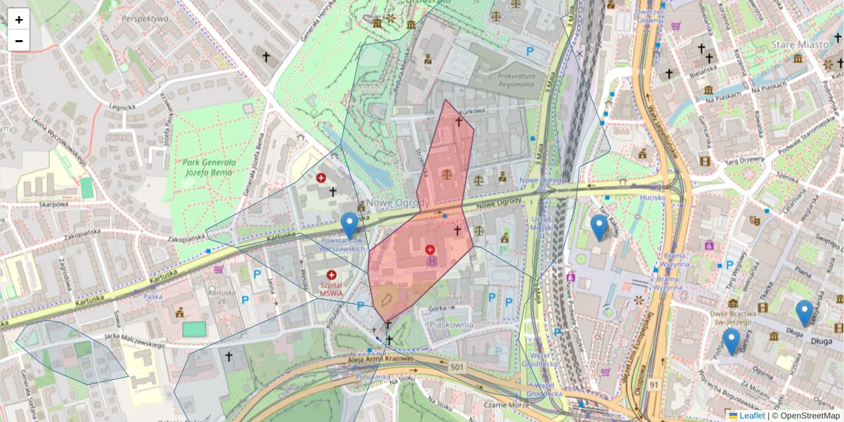 Szczegółowa mapa kodu pocztowego 80-803 z granicami, sąsiednimi kodami pocztowymi i urzędami pocztowymi