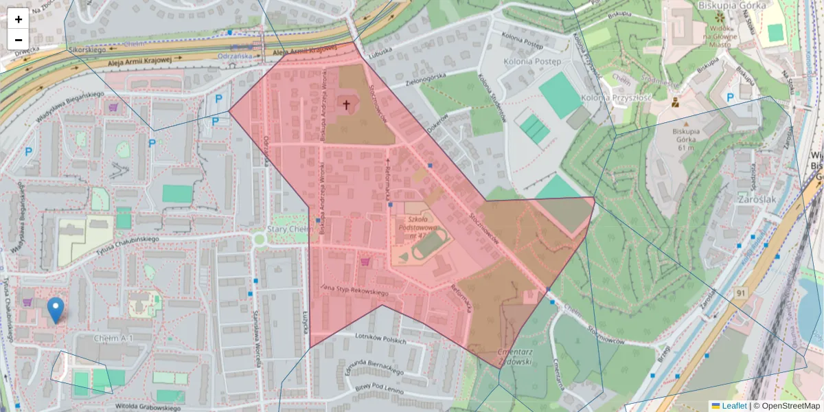 Szczegółowa mapa kodu pocztowego 80-808 z granicami, sąsiednimi kodami pocztowymi i urzędami pocztowymi