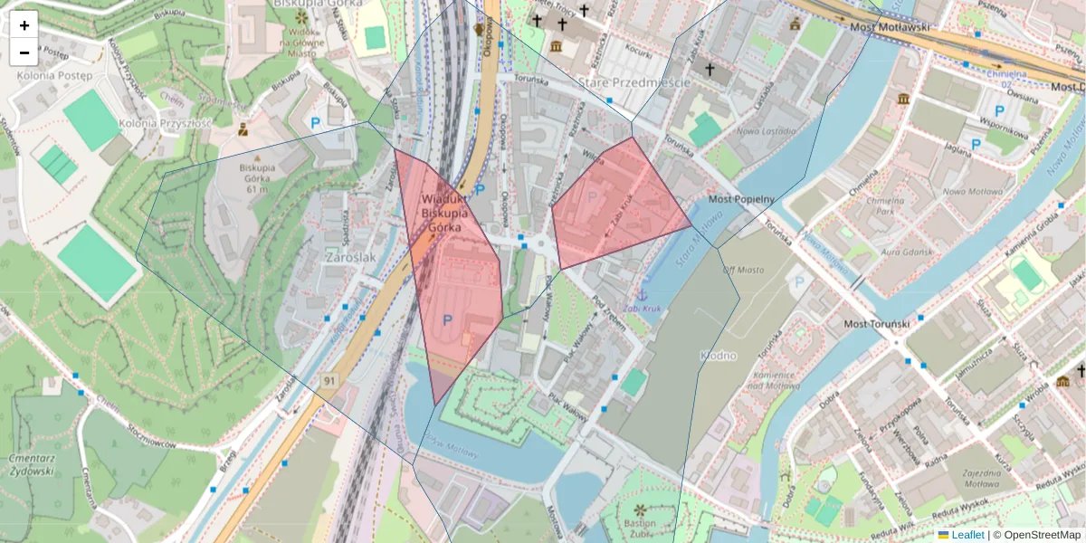 Szczegółowa mapa kodu pocztowego 80-810 z granicami, sąsiednimi kodami pocztowymi i urzędami pocztowymi