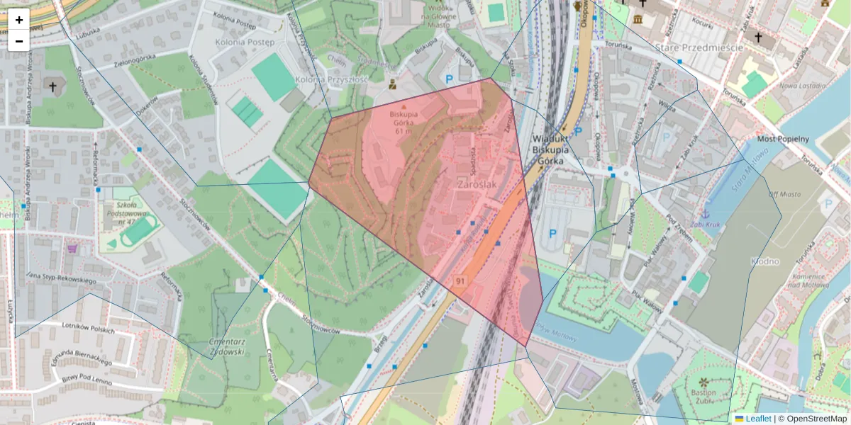 Szczegółowa mapa kodu pocztowego 80-811 z granicami, sąsiednimi kodami pocztowymi i urzędami pocztowymi