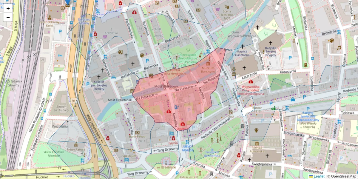 Szczegółowa mapa kodu pocztowego 80-846 z granicami, sąsiednimi kodami pocztowymi i urzędami pocztowymi