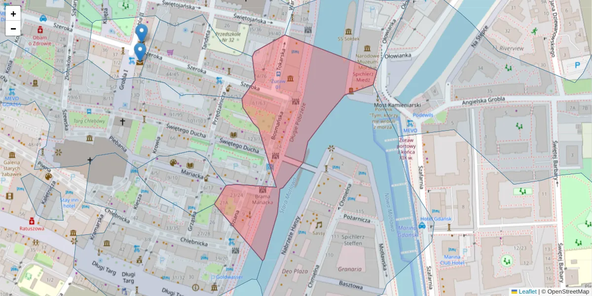 Szczegółowa mapa kodu pocztowego 80-888 z granicami, sąsiednimi kodami pocztowymi i urzędami pocztowymi