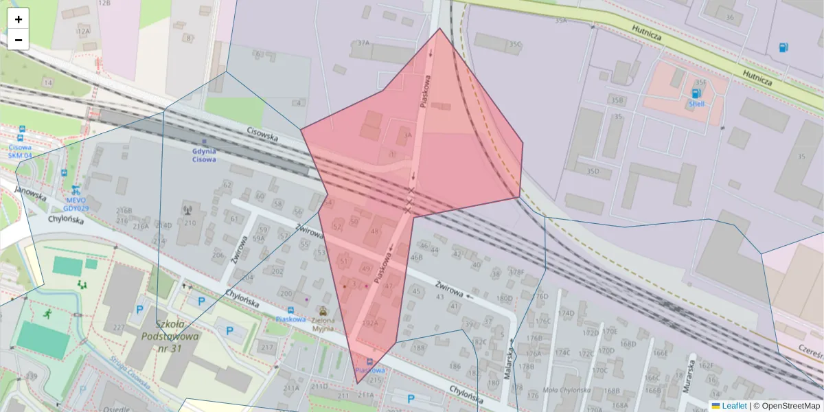 Szczegółowa mapa kodu pocztowego 81-012 z granicami, sąsiednimi kodami pocztowymi i urzędami pocztowymi
