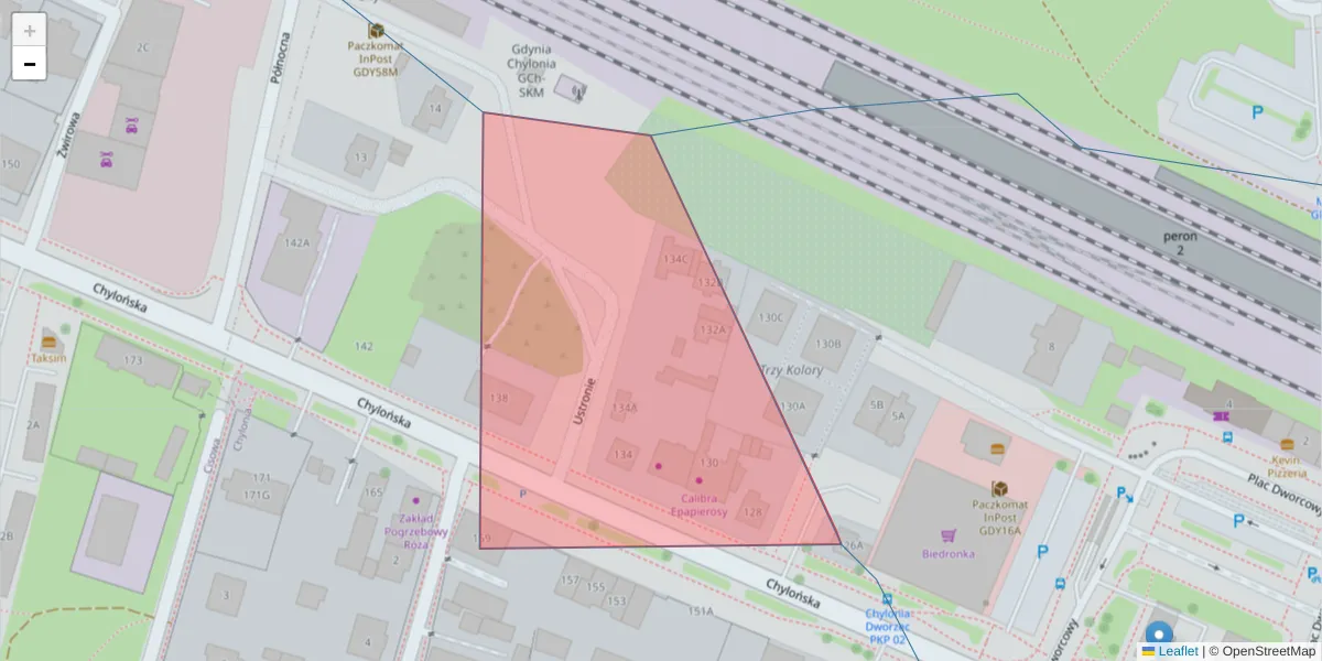 Szczegółowa mapa kodu pocztowego 81-021 z granicami, sąsiednimi kodami pocztowymi i urzędami pocztowymi