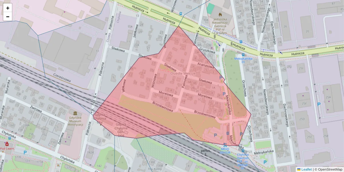 Szczegółowa mapa kodu pocztowego 81-024 z granicami, sąsiednimi kodami pocztowymi i urzędami pocztowymi