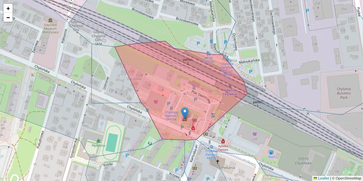 Szczegółowa mapa kodu pocztowego 81-034 z granicami, sąsiednimi kodami pocztowymi i urzędami pocztowymi