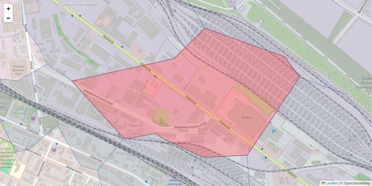 Szczegółowa mapa kodu pocztowego 81-035 z granicami, sąsiednimi kodami pocztowymi i urzędami pocztowymi