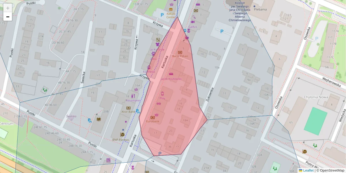Szczegółowa mapa kodu pocztowego 81-044 z granicami, sąsiednimi kodami pocztowymi i urzędami pocztowymi