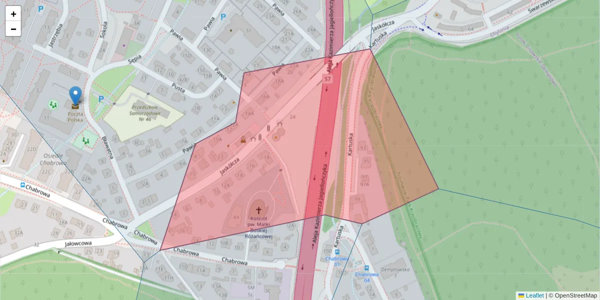 Szczegółowa mapa kodu pocztowego 81-076 z granicami, sąsiednimi kodami pocztowymi i urzędami pocztowymi