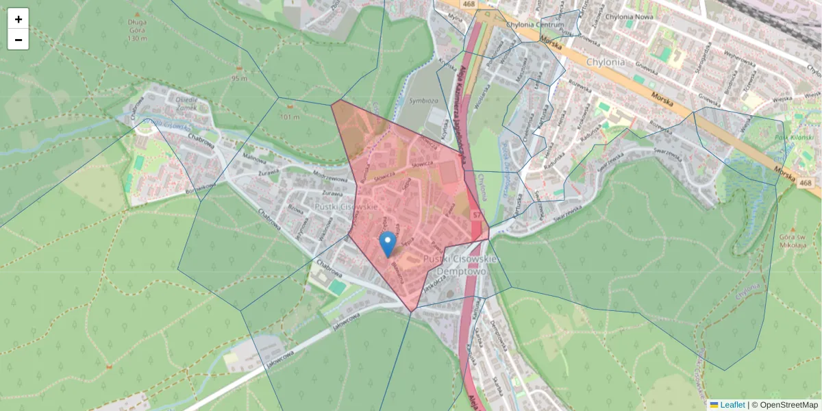 Szczegółowa mapa kodu pocztowego 81-078 z granicami, sąsiednimi kodami pocztowymi i urzędami pocztowymi