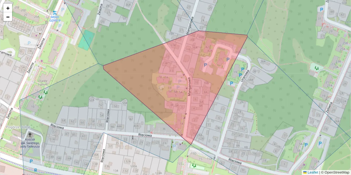 Szczegółowa mapa kodu pocztowego 81-152 z granicami, sąsiednimi kodami pocztowymi i urzędami pocztowymi