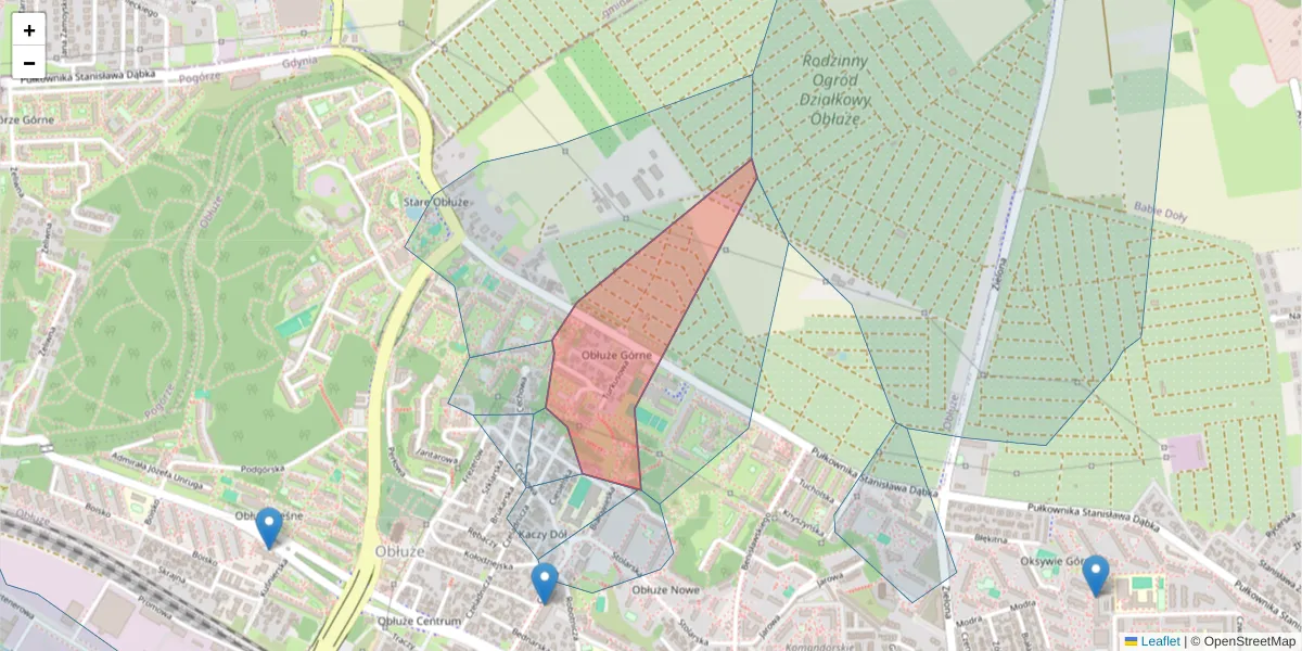 Szczegółowa mapa kodu pocztowego 81-158 z granicami, sąsiednimi kodami pocztowymi i urzędami pocztowymi