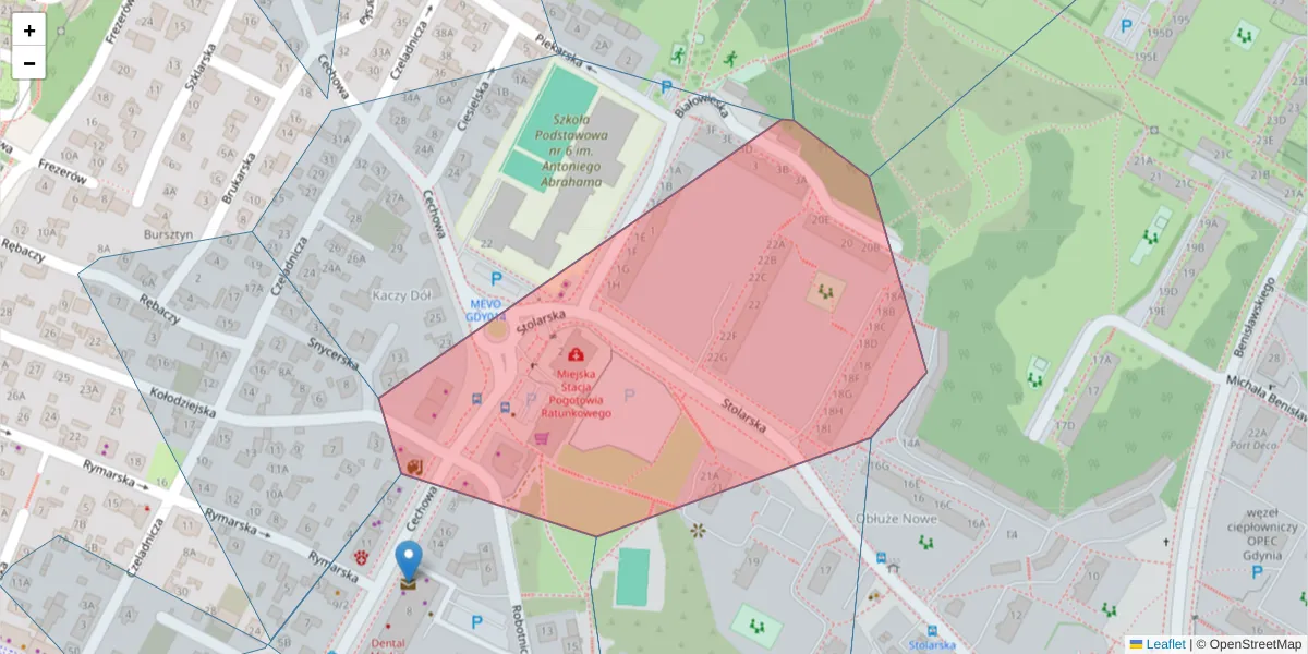 Szczegółowa mapa kodu pocztowego 81-179 z granicami, sąsiednimi kodami pocztowymi i urzędami pocztowymi