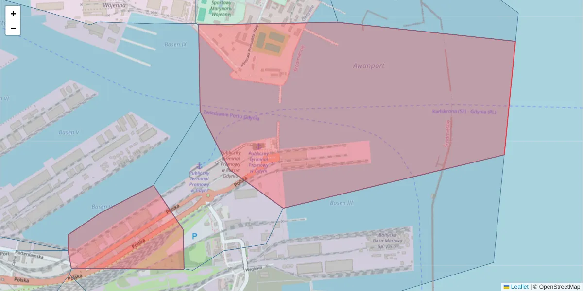 Szczegółowa mapa kodu pocztowego 81-339 z granicami, sąsiednimi kodami pocztowymi i urzędami pocztowymi
