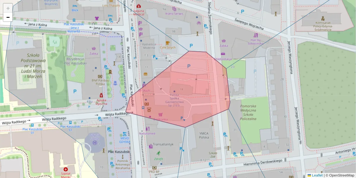 Szczegółowa mapa kodu pocztowego 81-346 z granicami, sąsiednimi kodami pocztowymi i urzędami pocztowymi