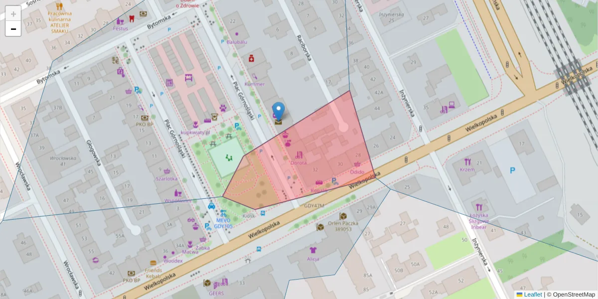 Szczegółowa mapa kodu pocztowego 81-513 z granicami, sąsiednimi kodami pocztowymi i urzędami pocztowymi