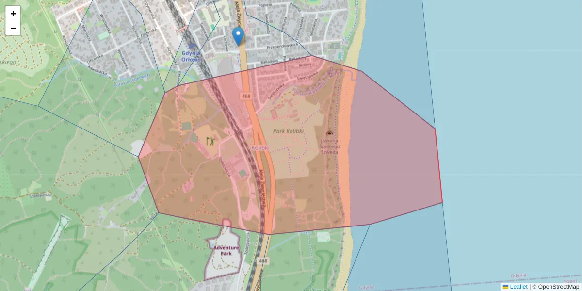 Szczegółowa mapa kodu pocztowego 81-525 z granicami, sąsiednimi kodami pocztowymi i urzędami pocztowymi