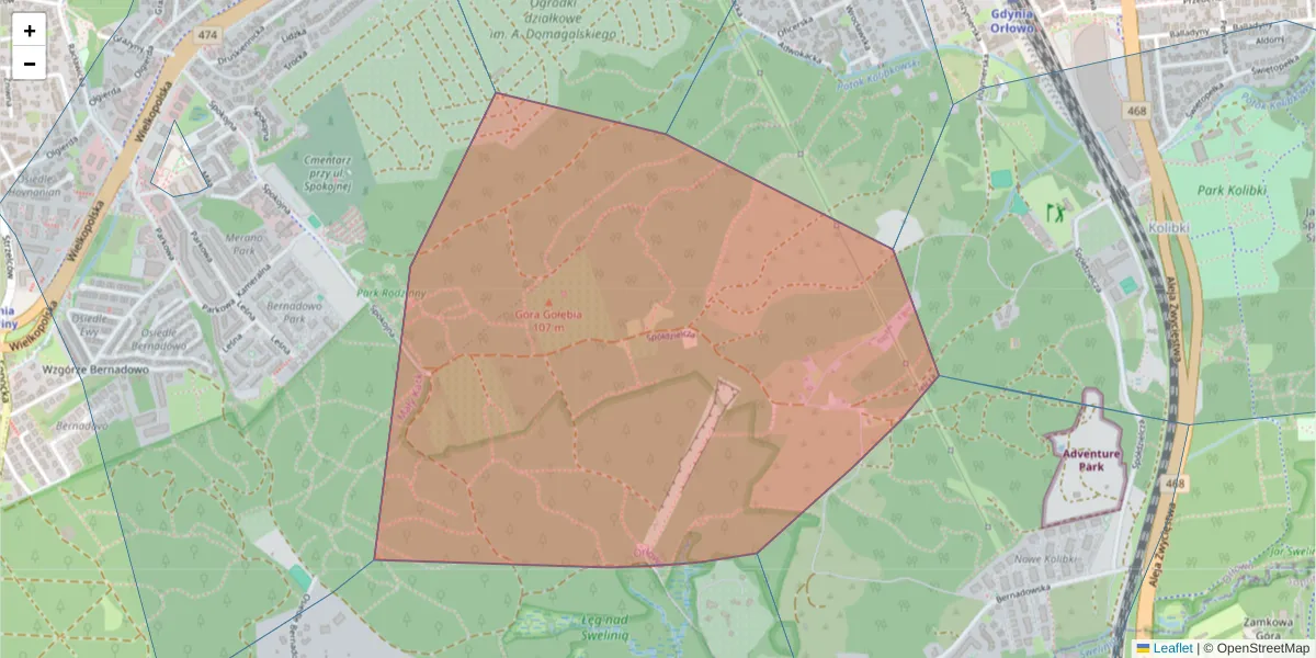 Szczegółowa mapa kodu pocztowego 81-545 z granicami, sąsiednimi kodami pocztowymi i urzędami pocztowymi