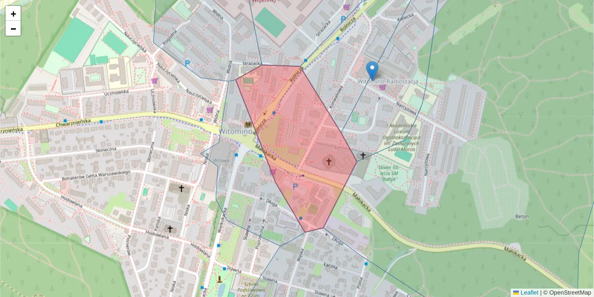 Szczegółowa mapa kodu pocztowego 81-651 z granicami, sąsiednimi kodami pocztowymi i urzędami pocztowymi