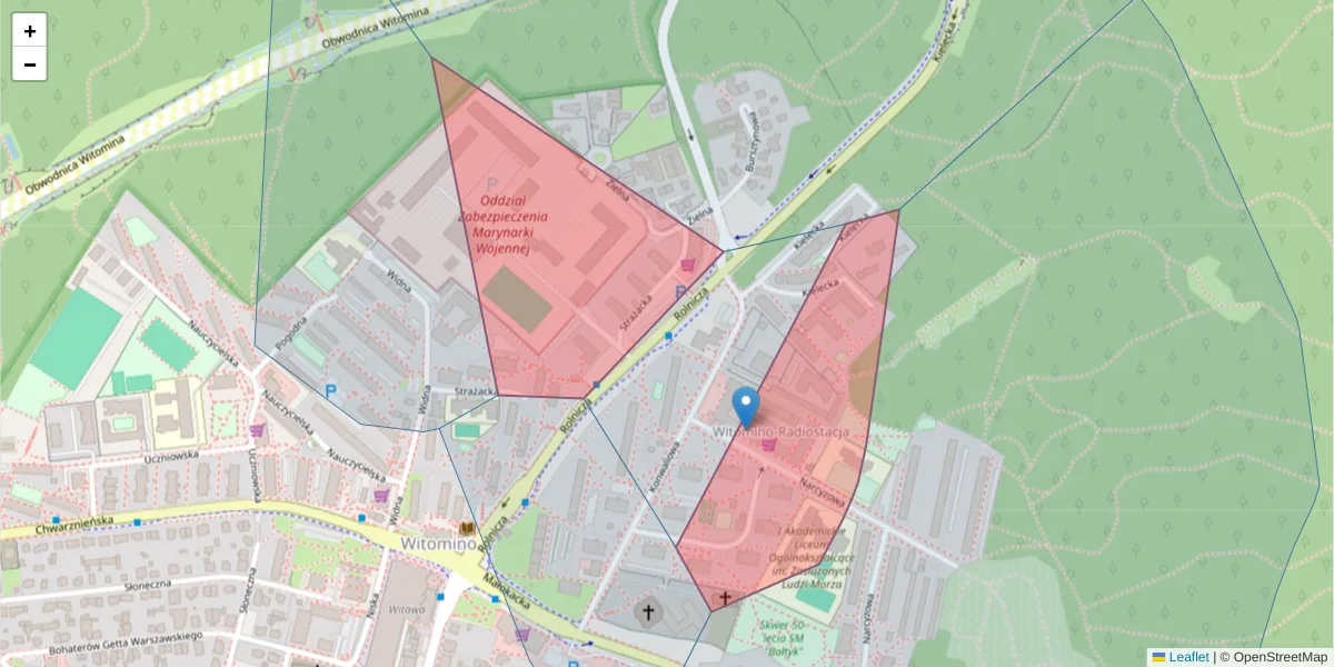 Szczegółowa mapa kodu pocztowego 81-660 z granicami, sąsiednimi kodami pocztowymi i urzędami pocztowymi