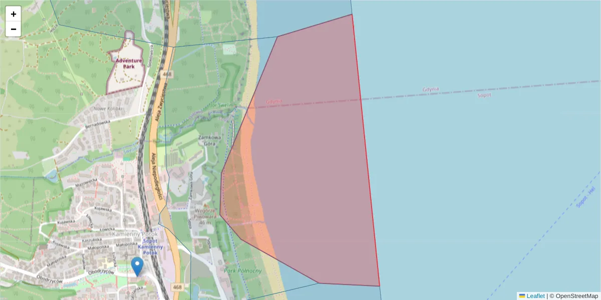 Szczegółowa mapa kodu pocztowego 81-712 z granicami, sąsiednimi kodami pocztowymi i urzędami pocztowymi