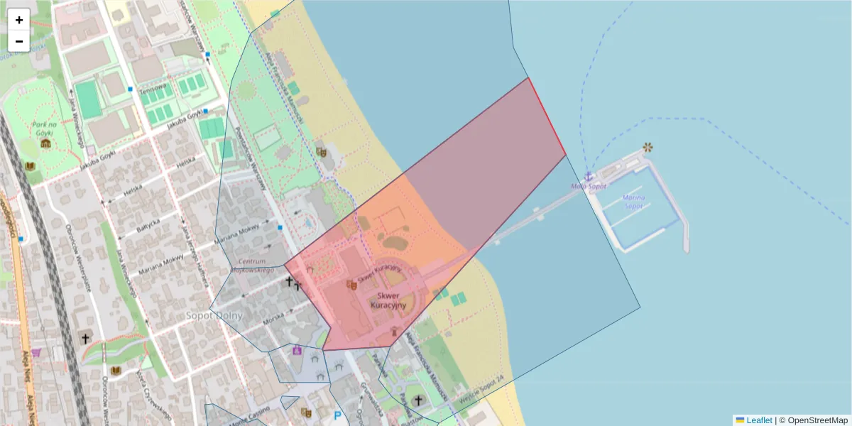 Szczegółowa mapa kodu pocztowego 81-720 z granicami, sąsiednimi kodami pocztowymi i urzędami pocztowymi