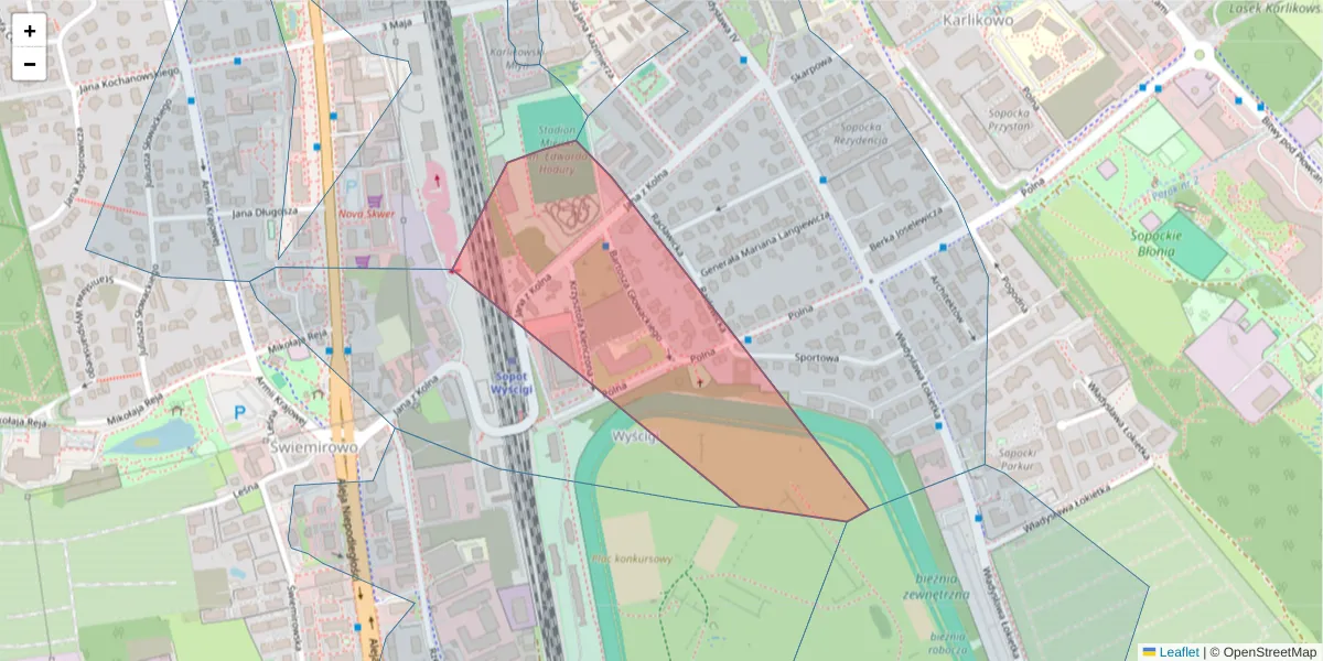 Szczegółowa mapa kodu pocztowego 81-741 z granicami, sąsiednimi kodami pocztowymi i urzędami pocztowymi
