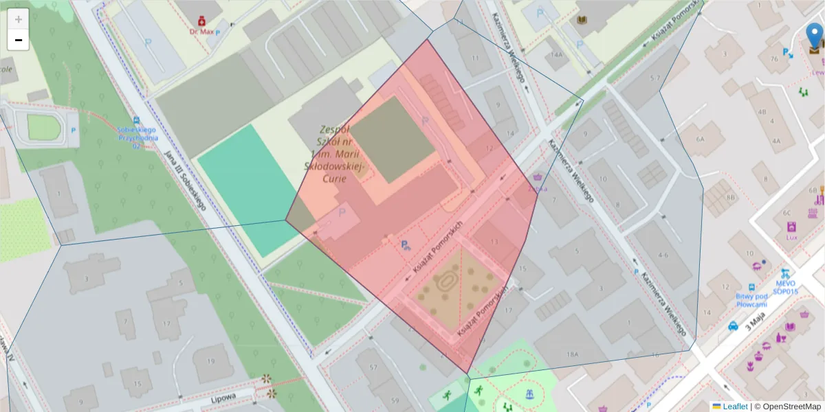 Szczegółowa mapa kodu pocztowego 81-748 z granicami, sąsiednimi kodami pocztowymi i urzędami pocztowymi