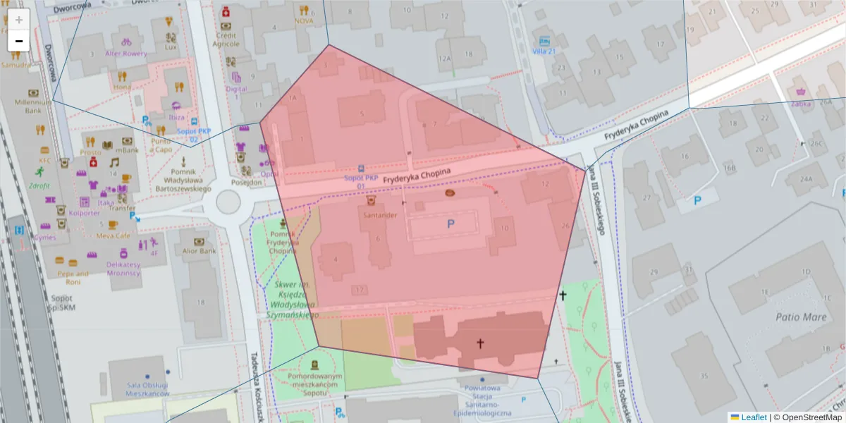 Szczegółowa mapa kodu pocztowego 81-752 z granicami, sąsiednimi kodami pocztowymi i urzędami pocztowymi
