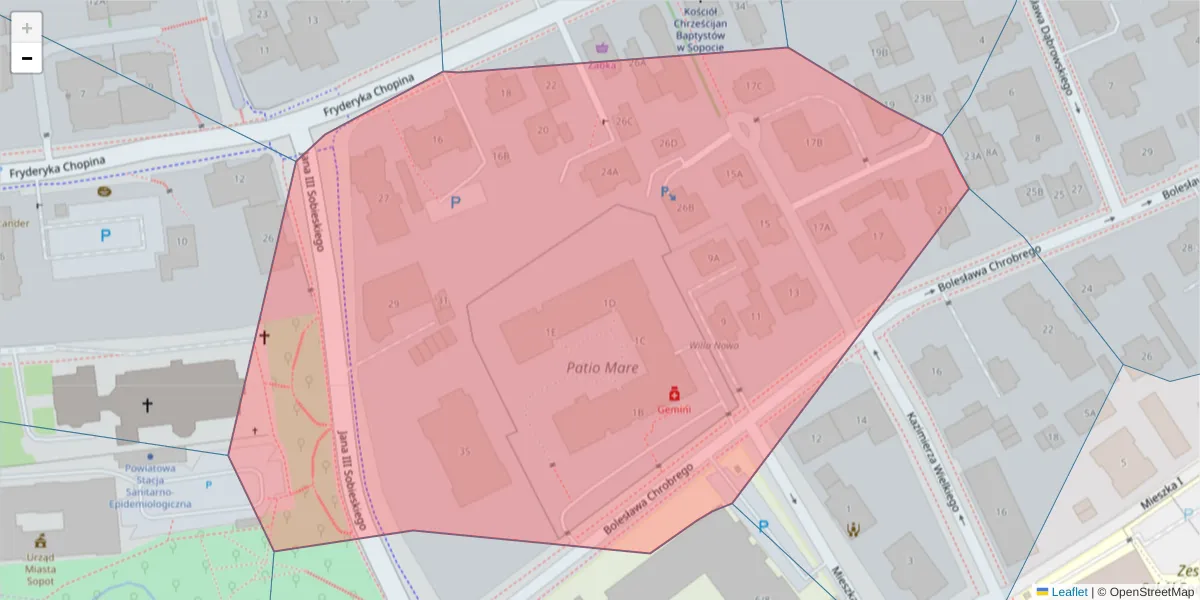 Szczegółowa mapa kodu pocztowego 81-756 z granicami, sąsiednimi kodami pocztowymi i urzędami pocztowymi