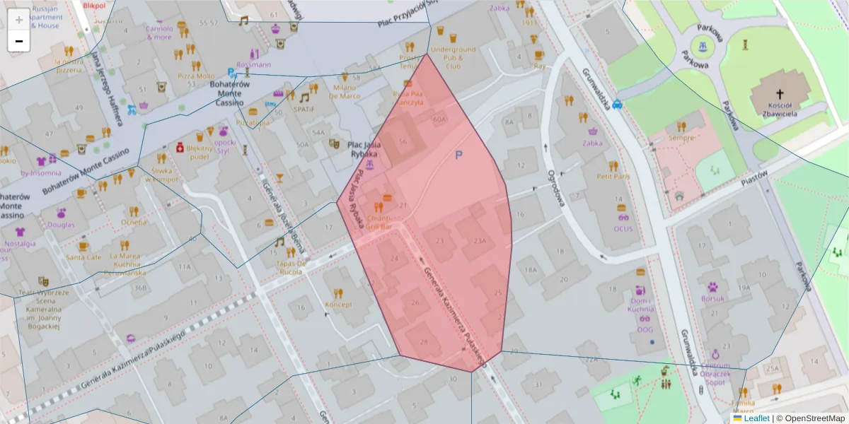 Szczegółowa mapa kodu pocztowego 81-762 z granicami, sąsiednimi kodami pocztowymi i urzędami pocztowymi