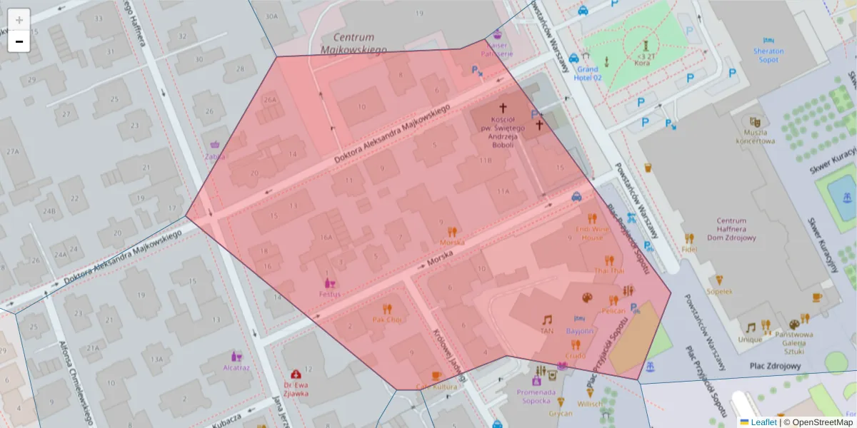 Szczegółowa mapa kodu pocztowego 81-764 z granicami, sąsiednimi kodami pocztowymi i urzędami pocztowymi