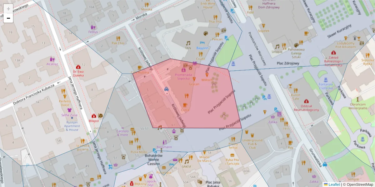 Szczegółowa mapa kodu pocztowego 81-765 z granicami, sąsiednimi kodami pocztowymi i urzędami pocztowymi