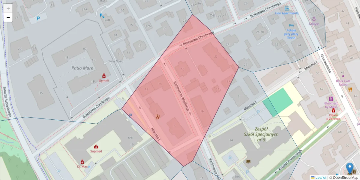 Szczegółowa mapa kodu pocztowego 81-778 z granicami, sąsiednimi kodami pocztowymi i urzędami pocztowymi
