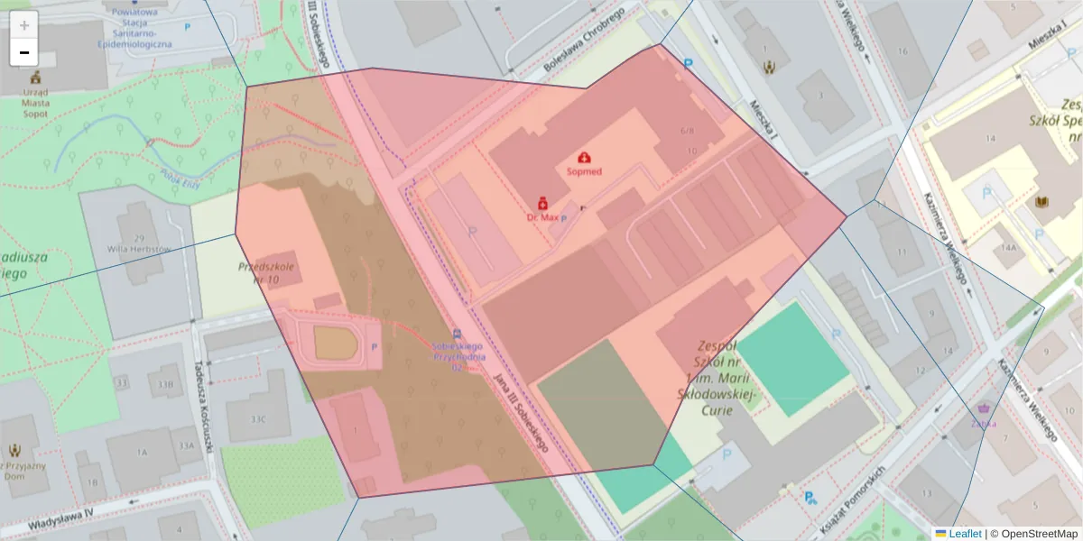Szczegółowa mapa kodu pocztowego 81-783 z granicami, sąsiednimi kodami pocztowymi i urzędami pocztowymi