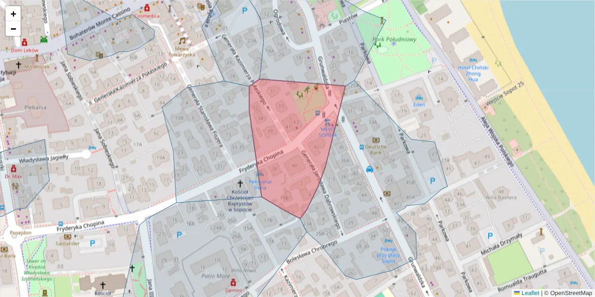 Szczegółowa mapa kodu pocztowego 81-786 z granicami, sąsiednimi kodami pocztowymi i urzędami pocztowymi