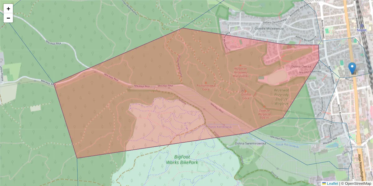 Szczegółowa mapa kodu pocztowego 81-842 z granicami, sąsiednimi kodami pocztowymi i urzędami pocztowymi