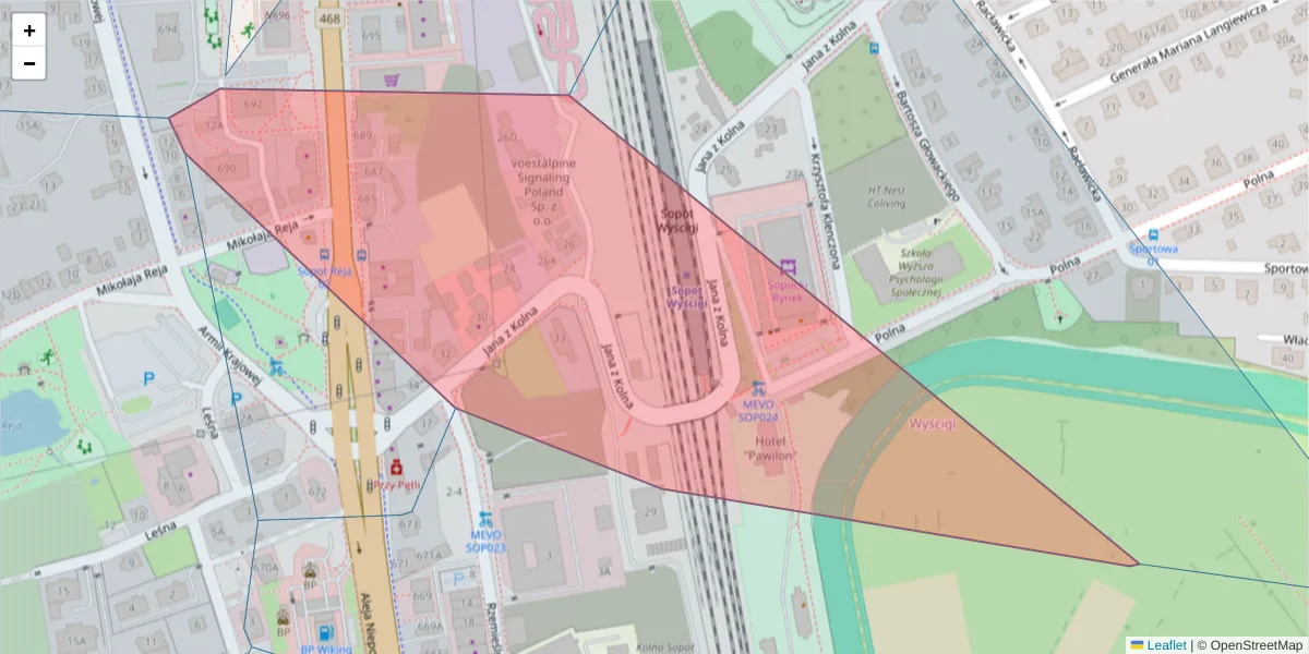 Szczegółowa mapa kodu pocztowego 81-859 z granicami, sąsiednimi kodami pocztowymi i urzędami pocztowymi