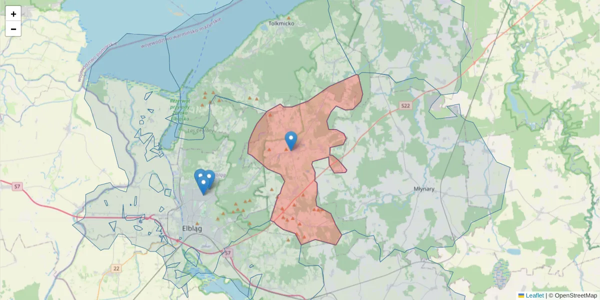Szczegółowa mapa kodu pocztowego 82-316 z granicami, sąsiednimi kodami pocztowymi i urzędami pocztowymi