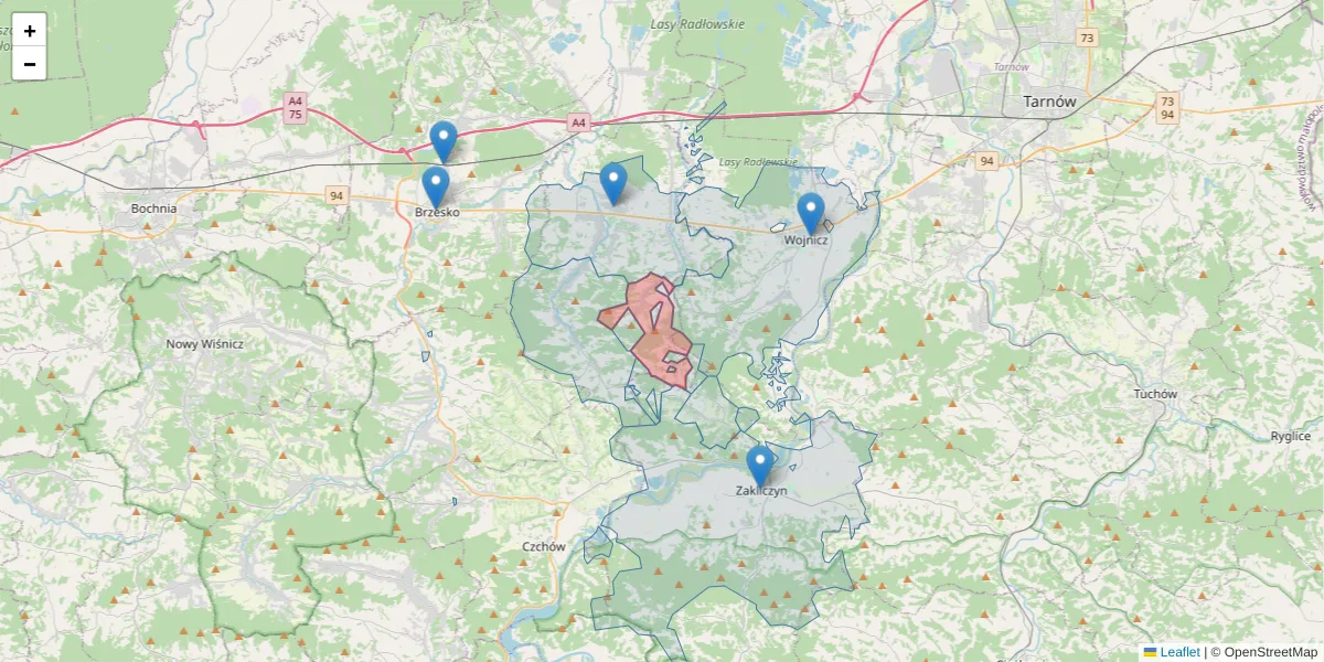 Szczegółowa mapa kodu pocztowego 82-853 z granicami, sąsiednimi kodami pocztowymi i urzędami pocztowymi