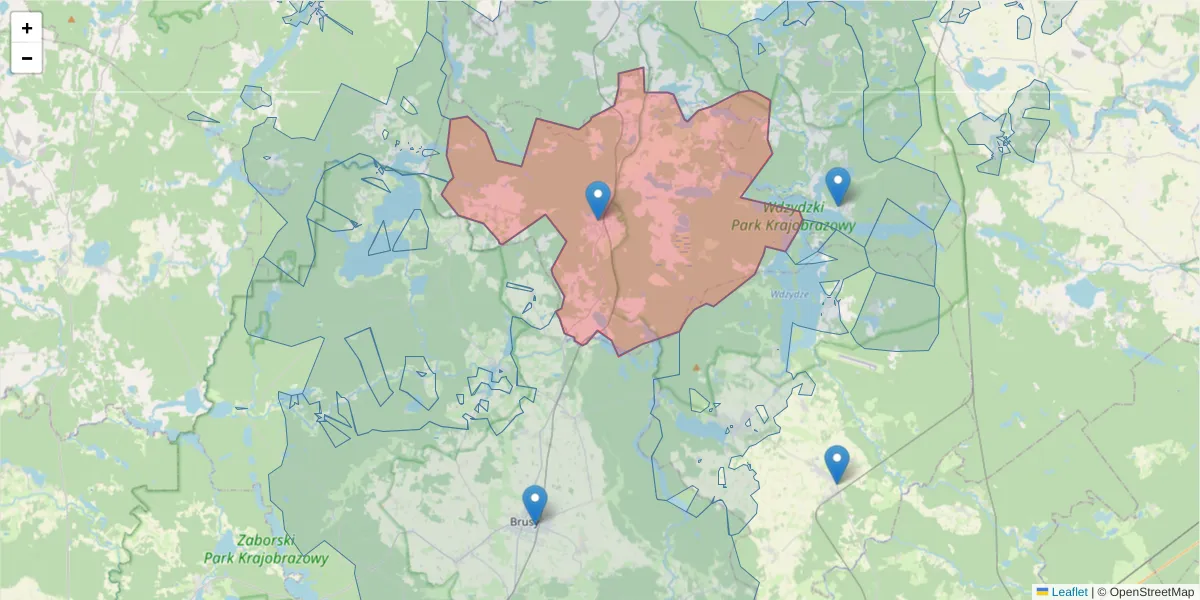 Szczegółowa mapa kodu pocztowego 83-425 z granicami, sąsiednimi kodami pocztowymi i urzędami pocztowymi