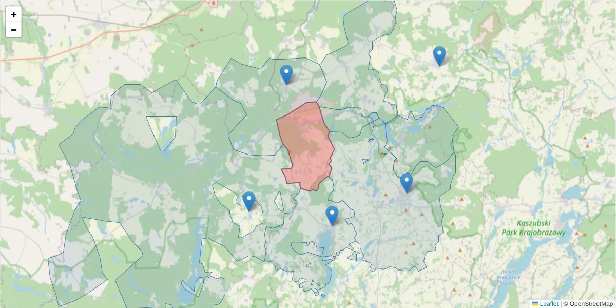 Szczegółowa mapa kodu pocztowego 84-313 z granicami, sąsiednimi kodami pocztowymi i urzędami pocztowymi