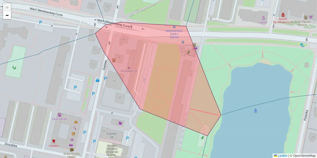 Szczegółowa mapa kodu pocztowego 85-067 z granicami, sąsiednimi kodami pocztowymi i urzędami pocztowymi