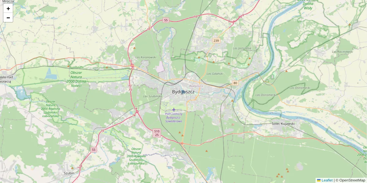 Szczegółowa mapa kodu pocztowego 85-105 z granicami, sąsiednimi kodami pocztowymi i urzędami pocztowymi