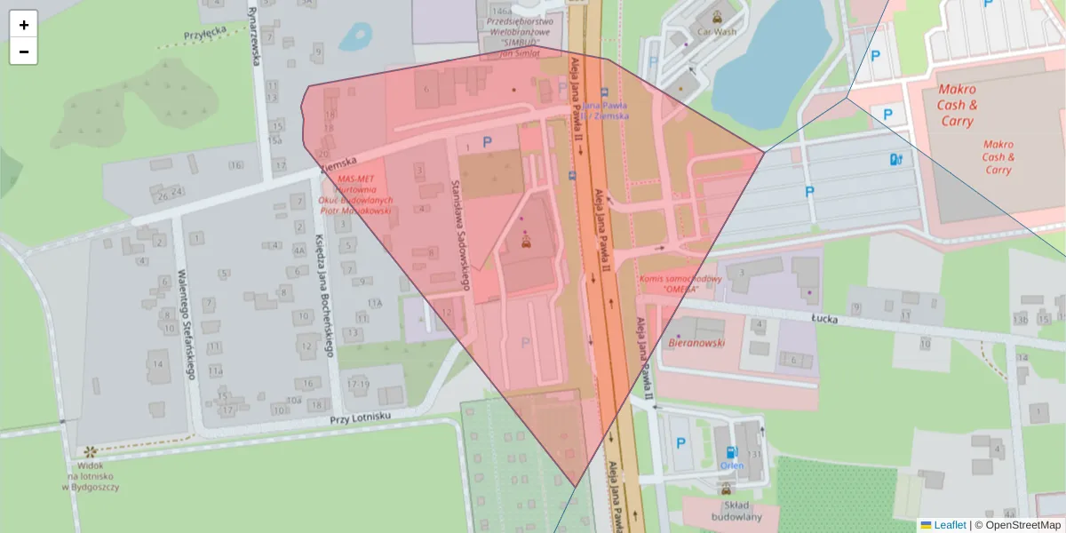 Szczegółowa mapa kodu pocztowego 85-151 z granicami, sąsiednimi kodami pocztowymi i urzędami pocztowymi