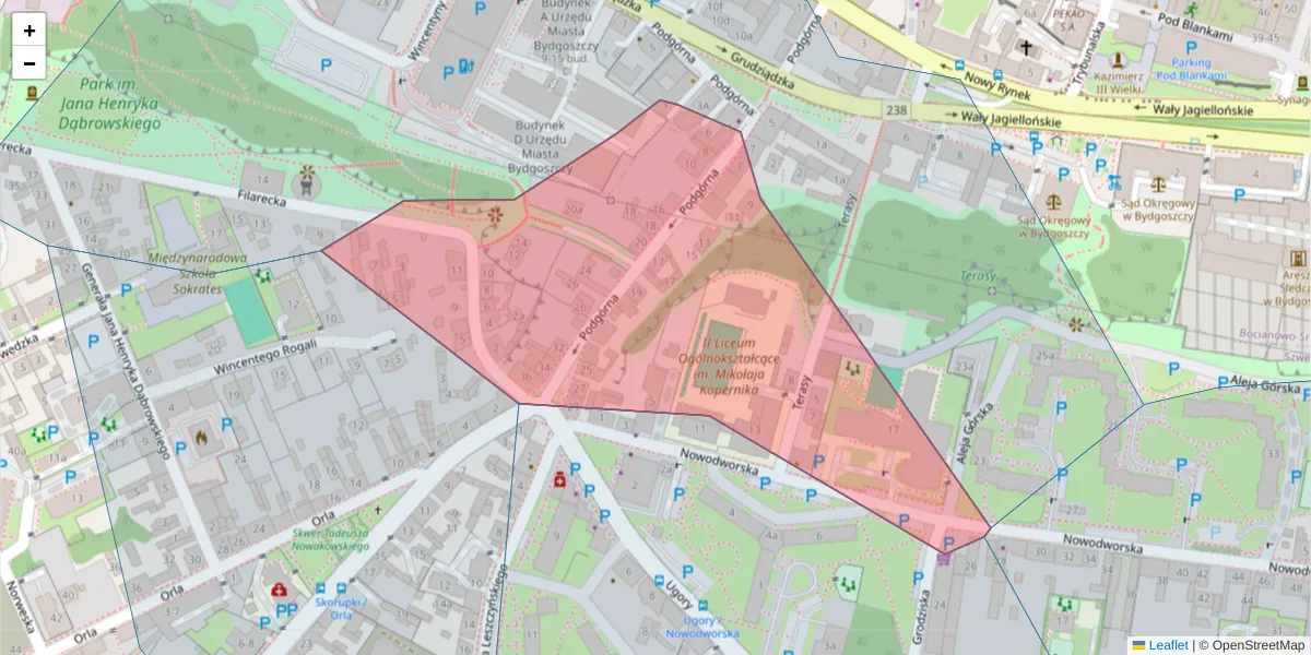 Szczegółowa mapa kodu pocztowego 85-159 z granicami, sąsiednimi kodami pocztowymi i urzędami pocztowymi