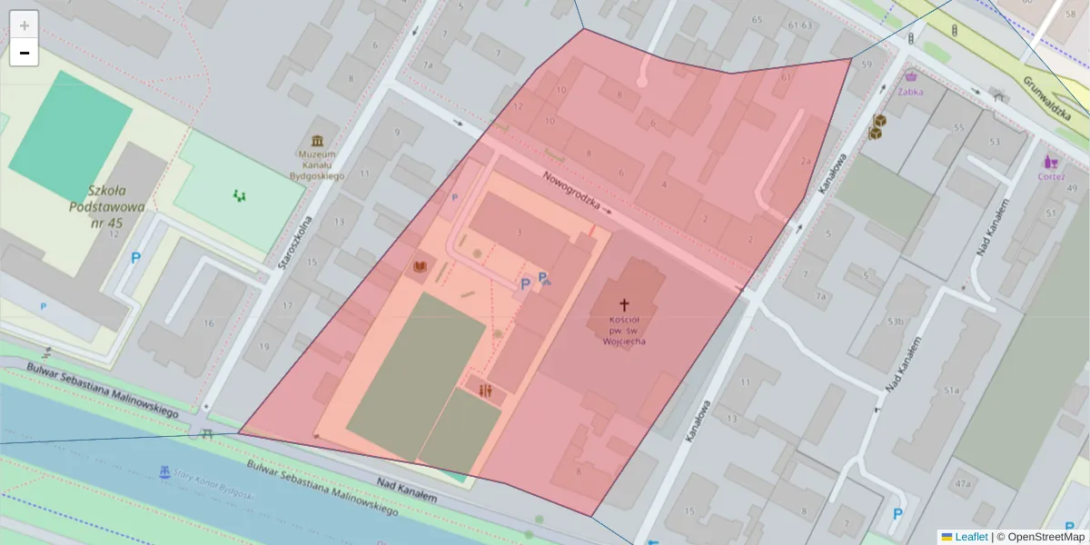Szczegółowa mapa kodu pocztowego 85-208 z granicami, sąsiednimi kodami pocztowymi i urzędami pocztowymi